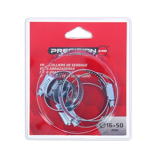 PRECISION STEEL Jeu 6 colliers serrage inox 16-50 mm