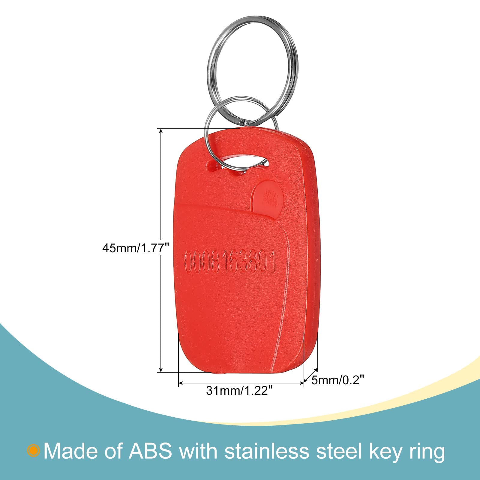 sourcing map porte-clés RFID double fréquence rouge lot 12