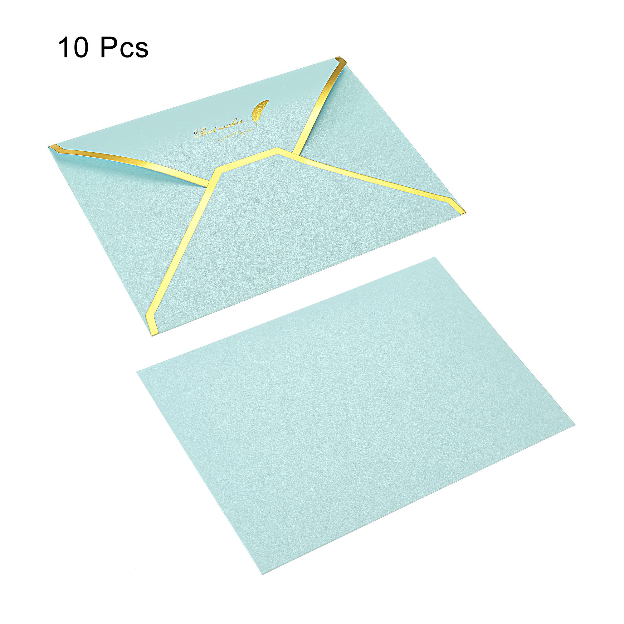 Sourcing Map Enveloppe B6 Rabat V 10 pcs Bleu Ciel Doré