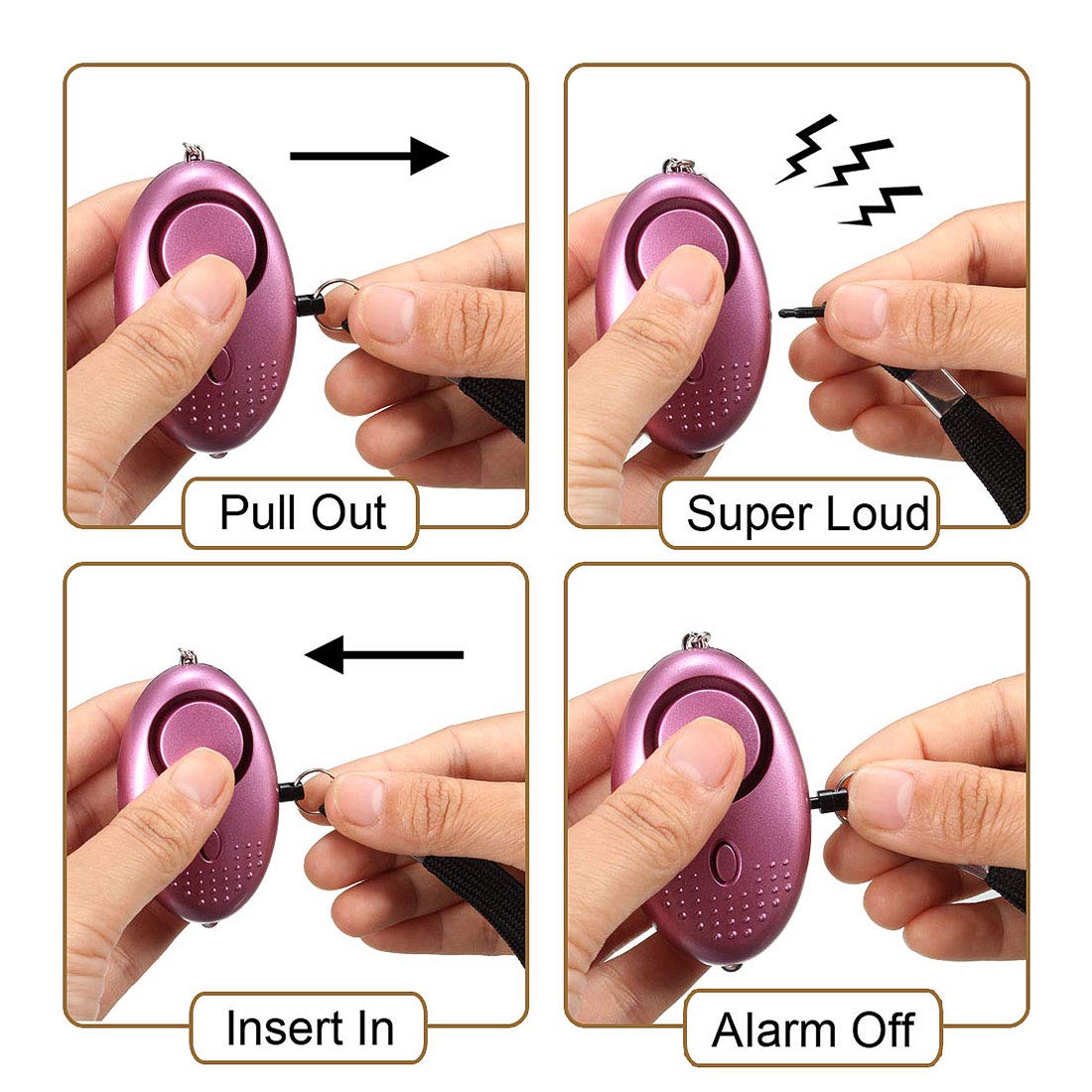 Sourcing Map Electronics alarme personnelle 130dB noir 4 pcs
