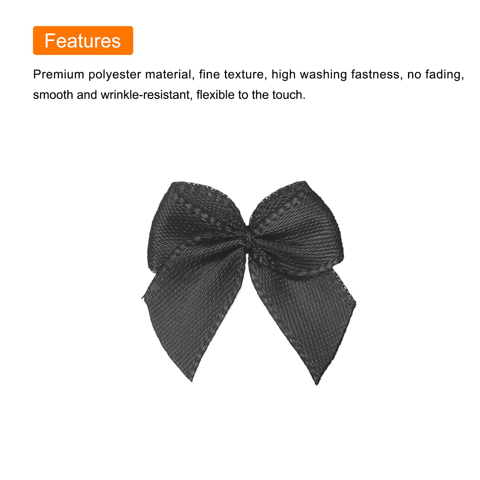 sourcingmap Noeuds satin 2,5cm mini noeuds ruban noir 50pcs