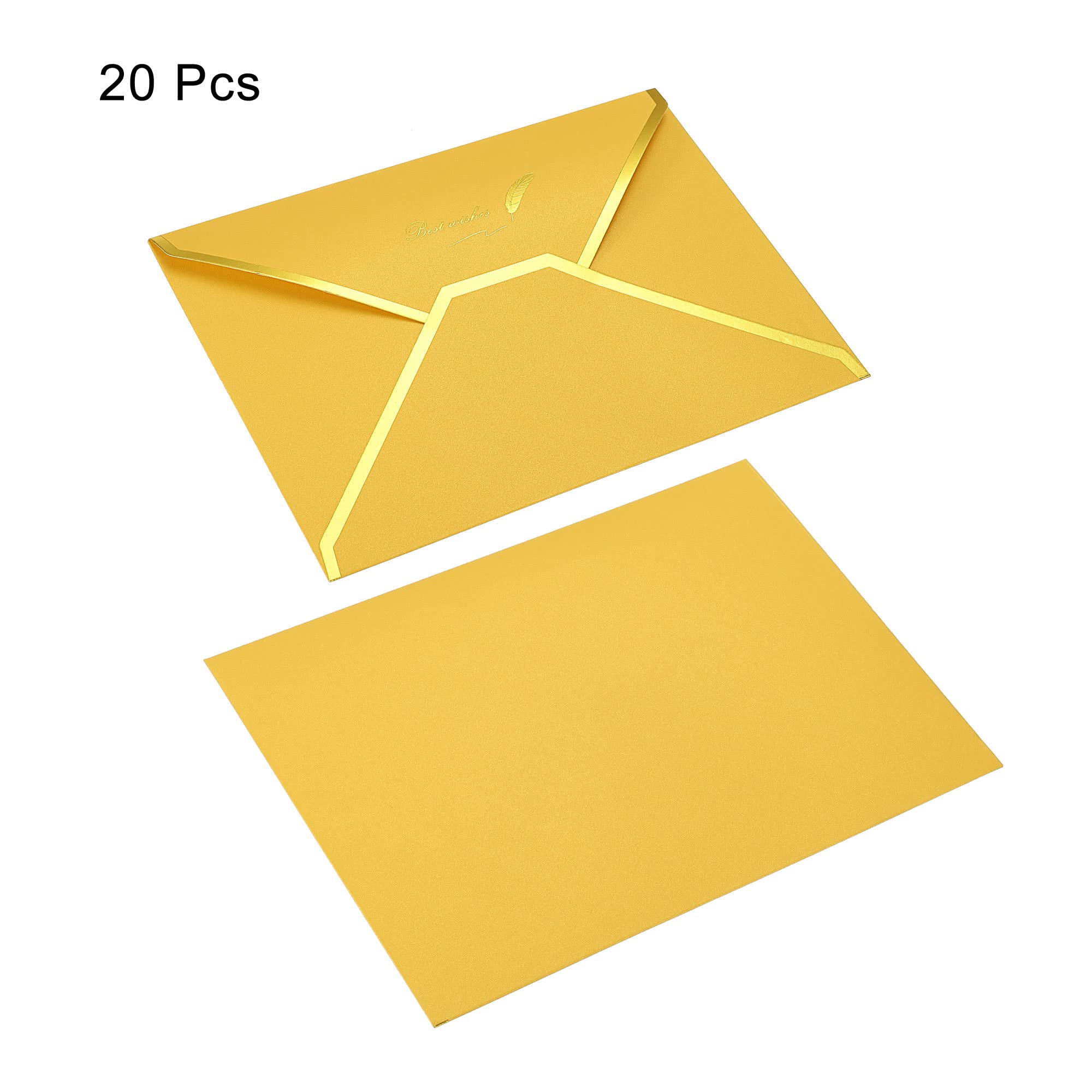 Sourcing Map Enveloppes B6 Jaunes Bord Doré 13x18 cm Lot de 20