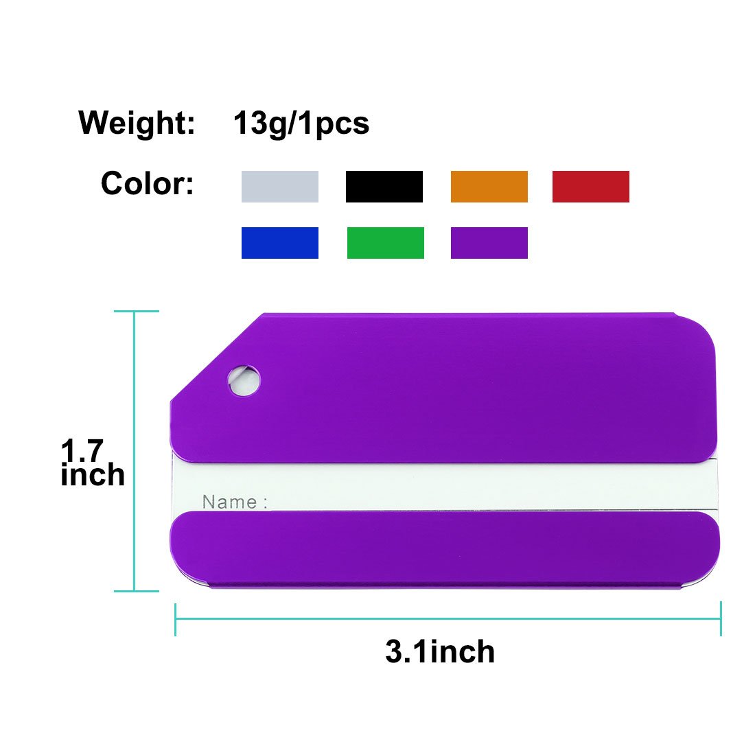 Sourcingmap étiquette bagage aluminium violet lot 2