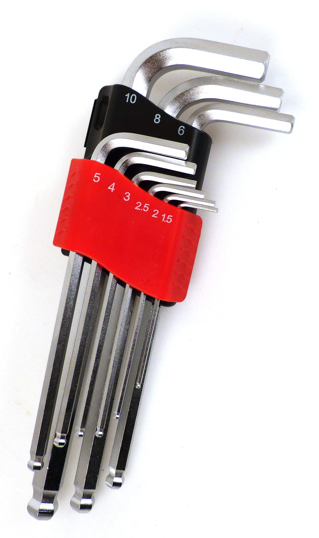 PRECISION STEEL Jeu 9 clés allen 6 pans 1,5-10 mm sphériques