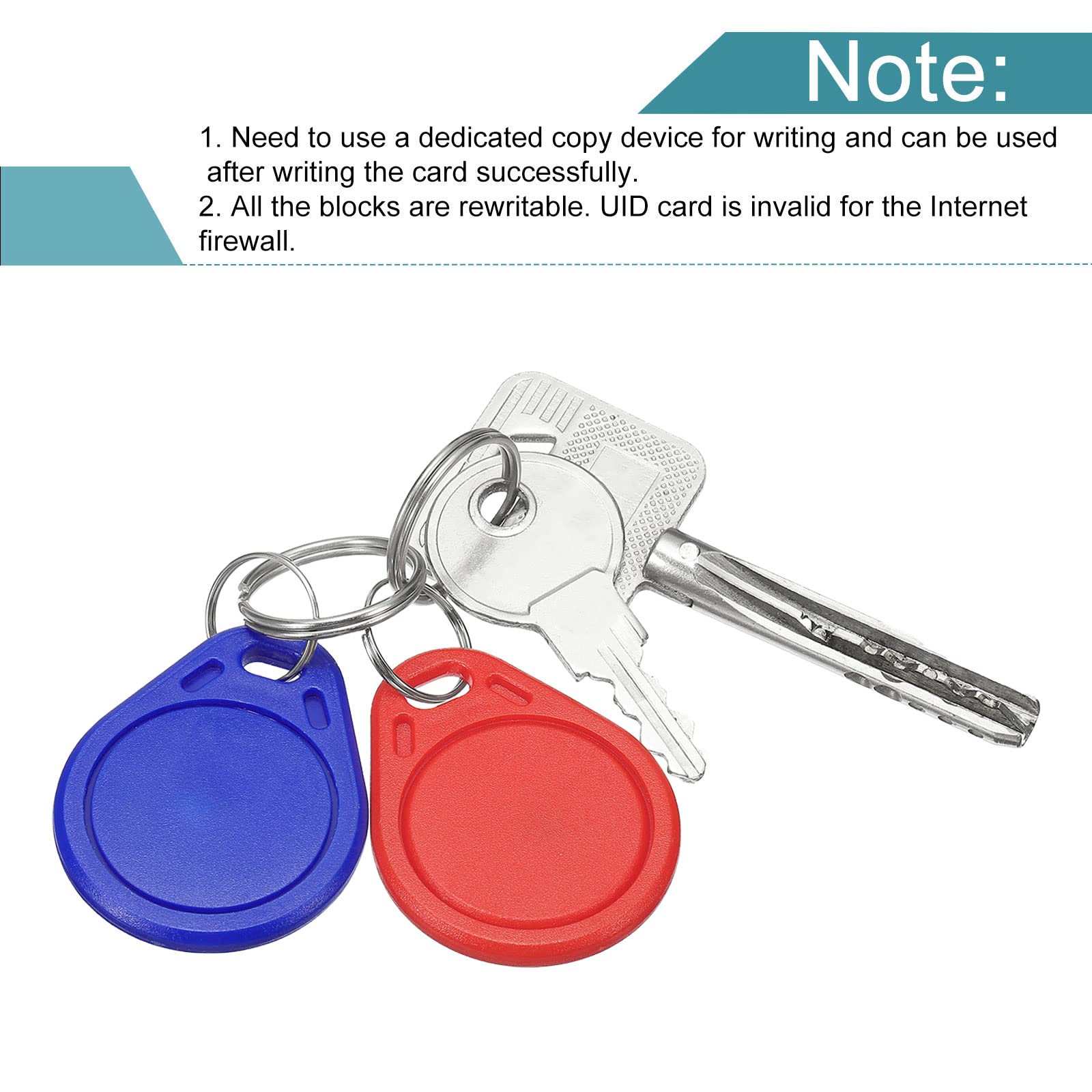 Sourcing Map Porte-Clés RFID 13,56MHz Rouge Bleu lot 8