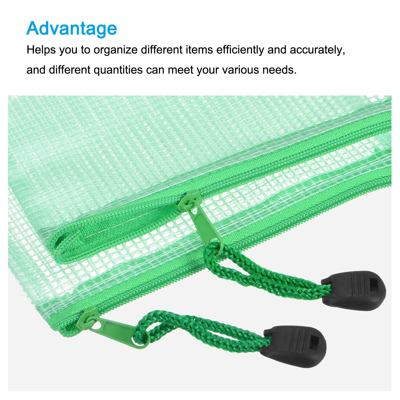 Sourcingmap pochette A6 zip verte lot de 3 PVC