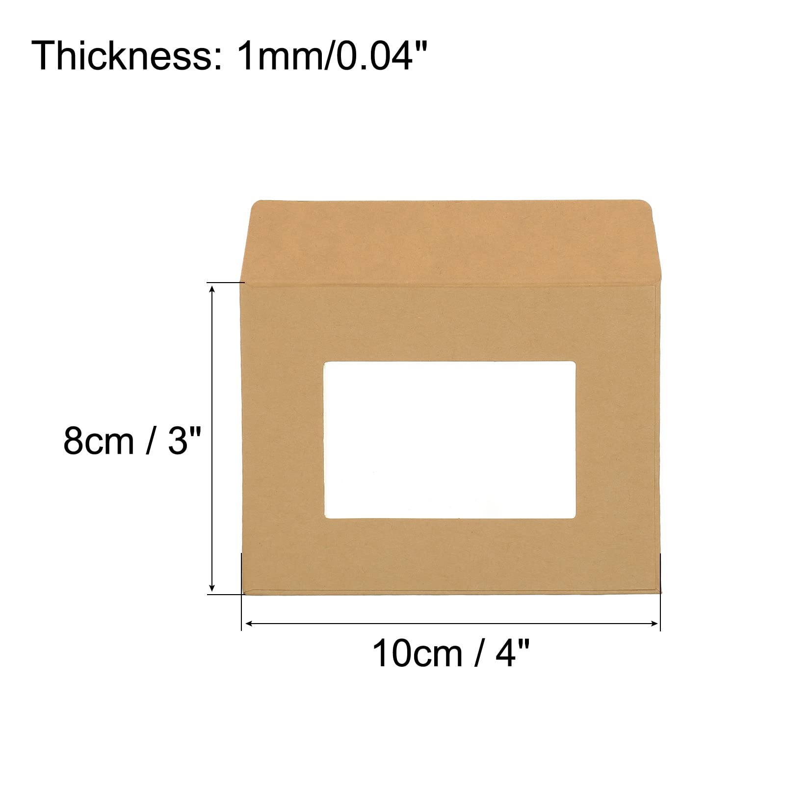 sourcing map enveloppe à fenêtre marron 10x8 cm lot de 10