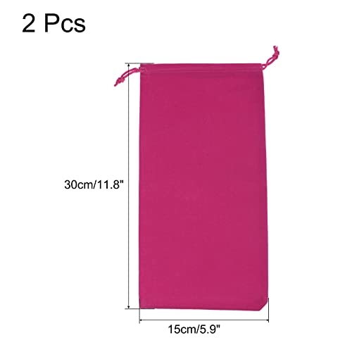 Sourcing Map 2 pochettes microfibre rose rouge 30x15cm cordon