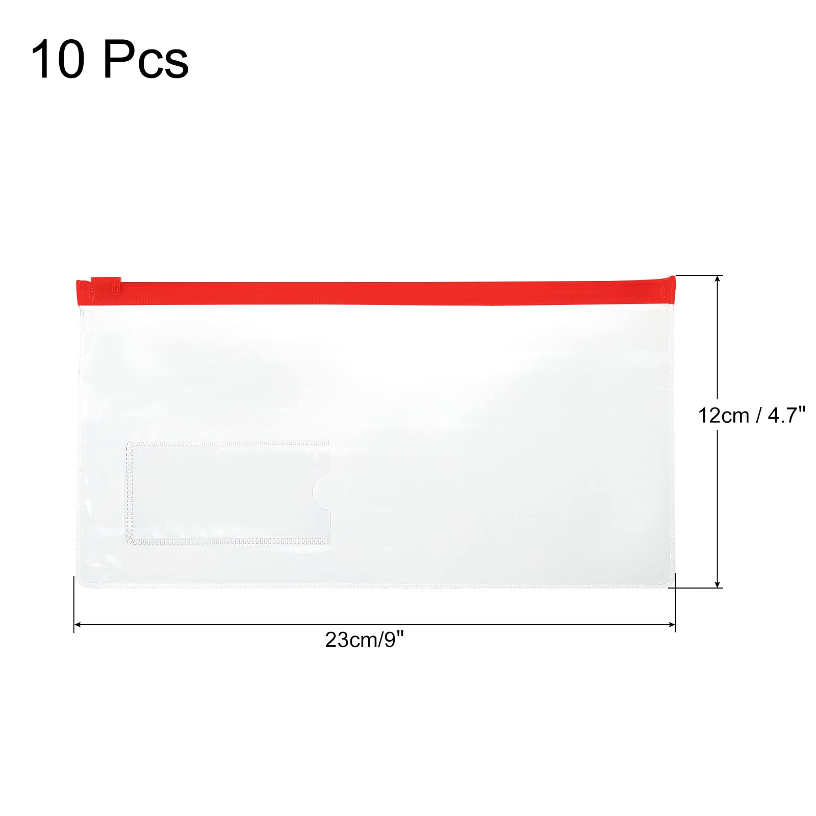 sourcing map A6 pochette plastique zippée rouge lot de 10 PVC