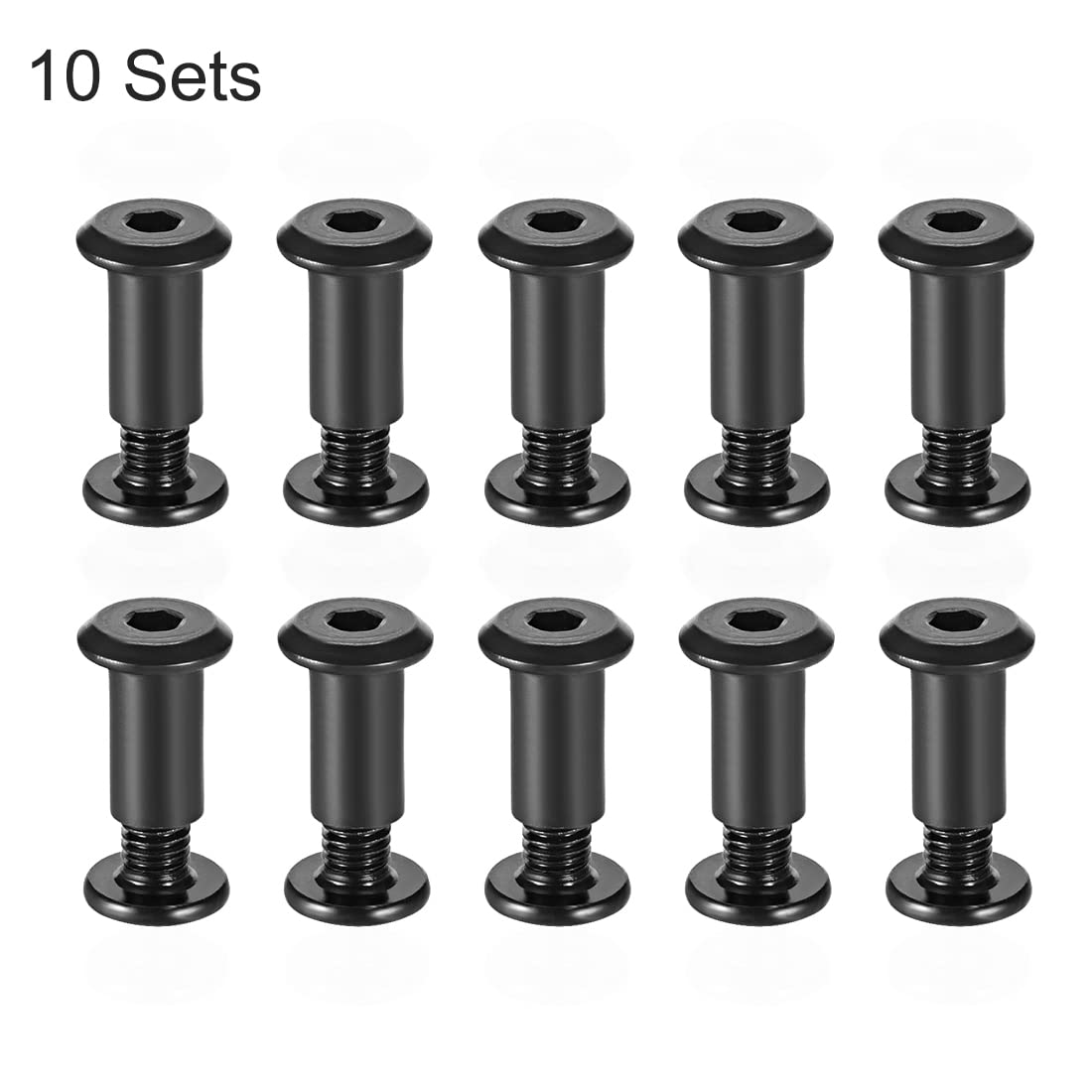 sourcing map vis reliure M6x10mm noir trou 8mm 10 sets