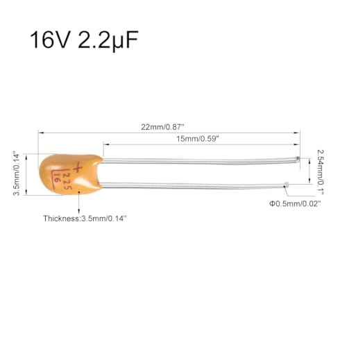SourcingMAP Industrial condensateur tantale 2.2uF 16V 5 pièces