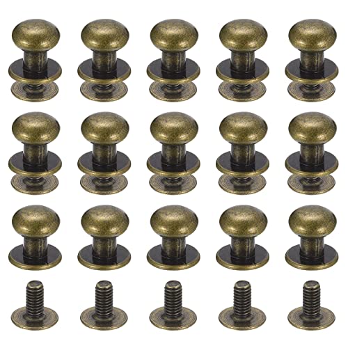 Sourcing Map Rivet Cuir Tête Ronde 8mm Bronzé x15