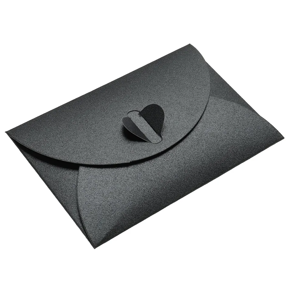 sourcing map Mini Enveloppes cœur noir 24 pcs 7x10,5cm