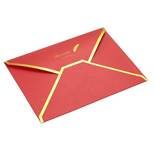 Sourcing Map Enveloppe B6 Rabat V 10 pcs Rouge Bord Doré