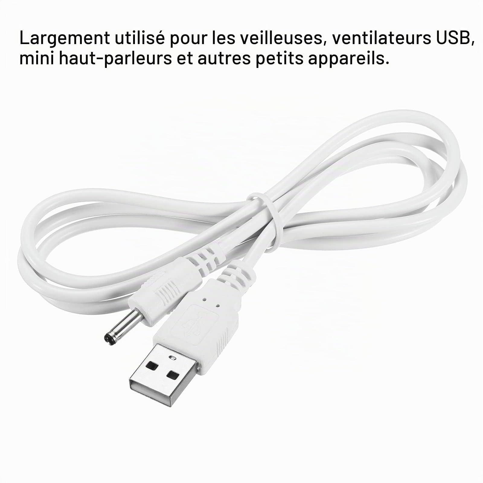 sourcing map Electronics câble USB DC 3,5x1,35mm 100cm blanc
