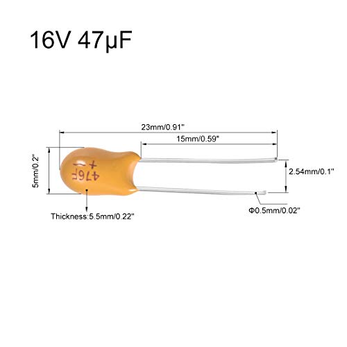 Sourcing Map Industrial Condensateur Tantale 47uF 16V Jaune 20 pcs