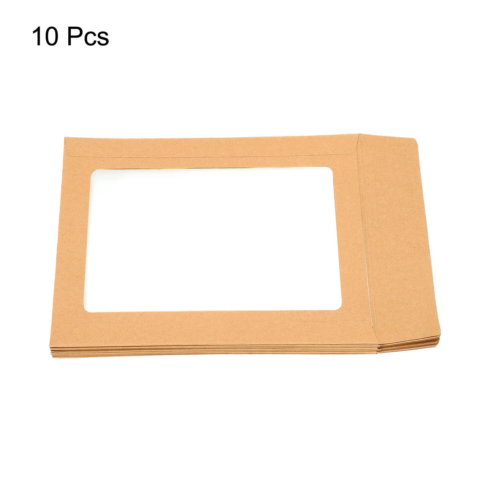 sourcing map 6 pouces enveloppes fenêtre marron 10 pièces 15,5x11,7cm