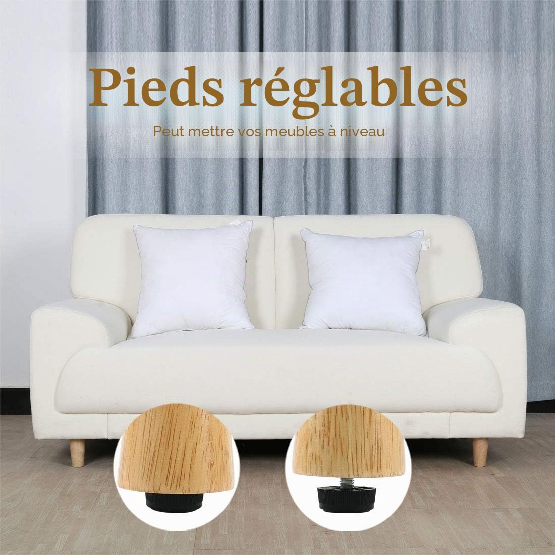 sourcingmap Pied Nivellement Meuble M8 Noir Lot 20