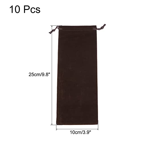 sourcing map Pochette Microfibre Marron 25x10cm Lot 10 Lunettes