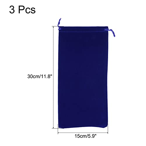 Sourcing Map 3 Pochettes Microfibre 30x15cm Bleu Foncé Cordon