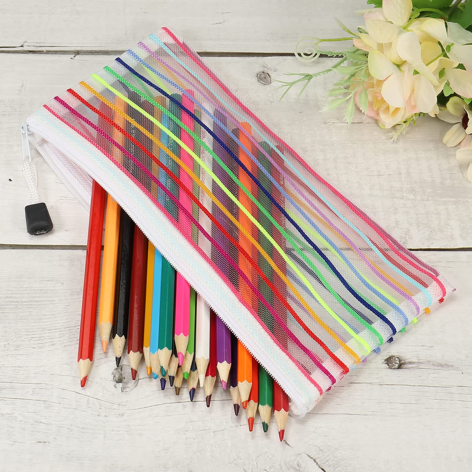 sourcing map B6 pochette zip nylon blanche lot 6
