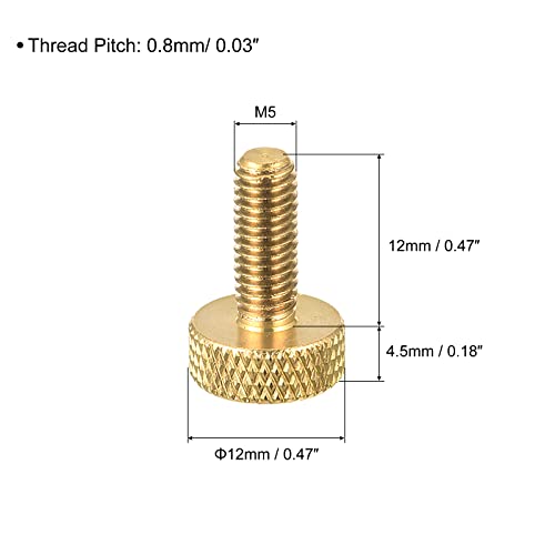 sourcing map vis moletée laiton M5 12 mm 5 pcs fixation