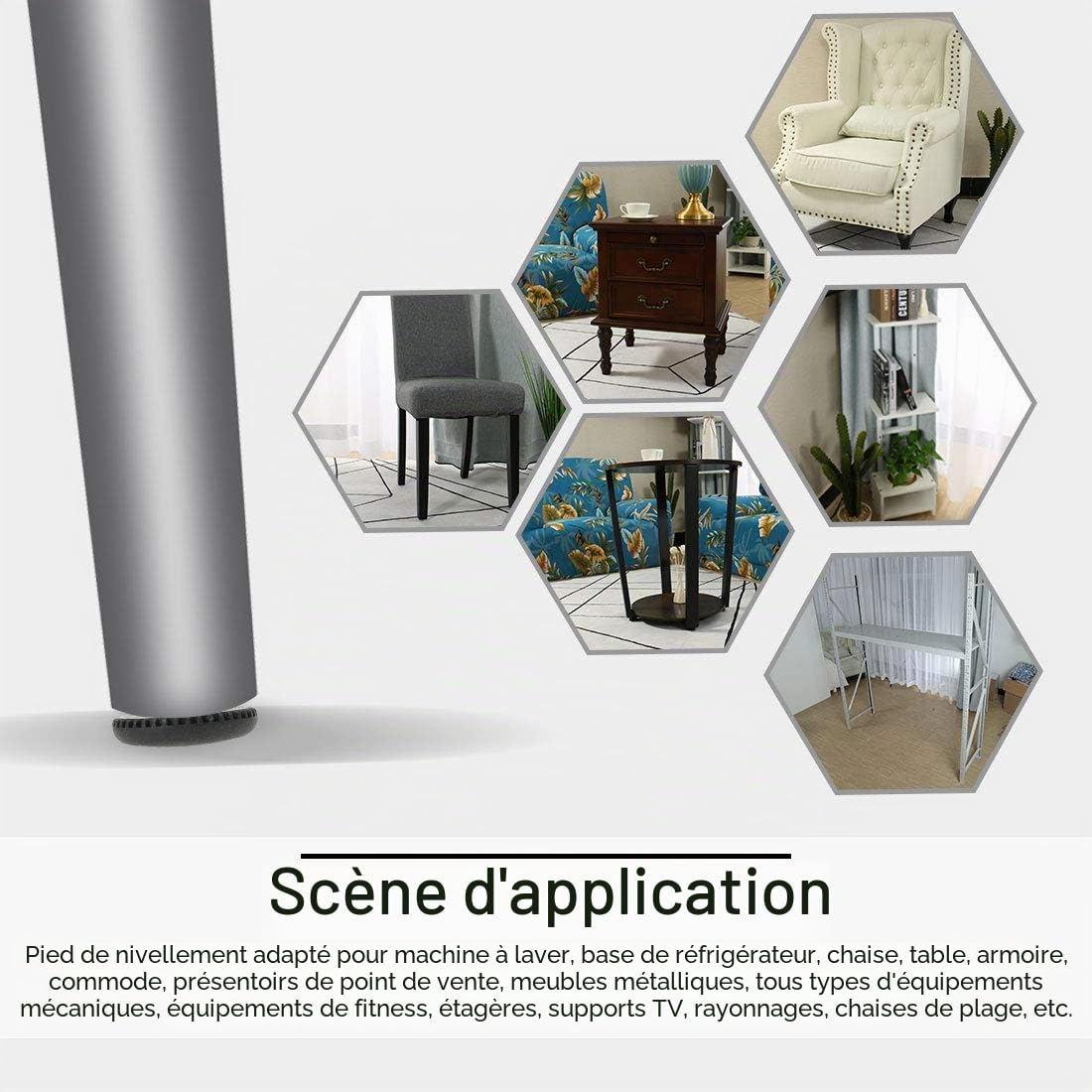 Sourcingmap Home M8 pied réglable meuble 25 mm lot 20
