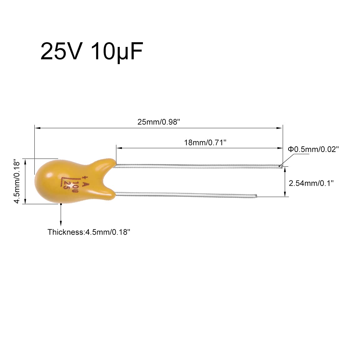 SourcingMAP Industrial condensateur tantale 10uF 25V 5 pièces