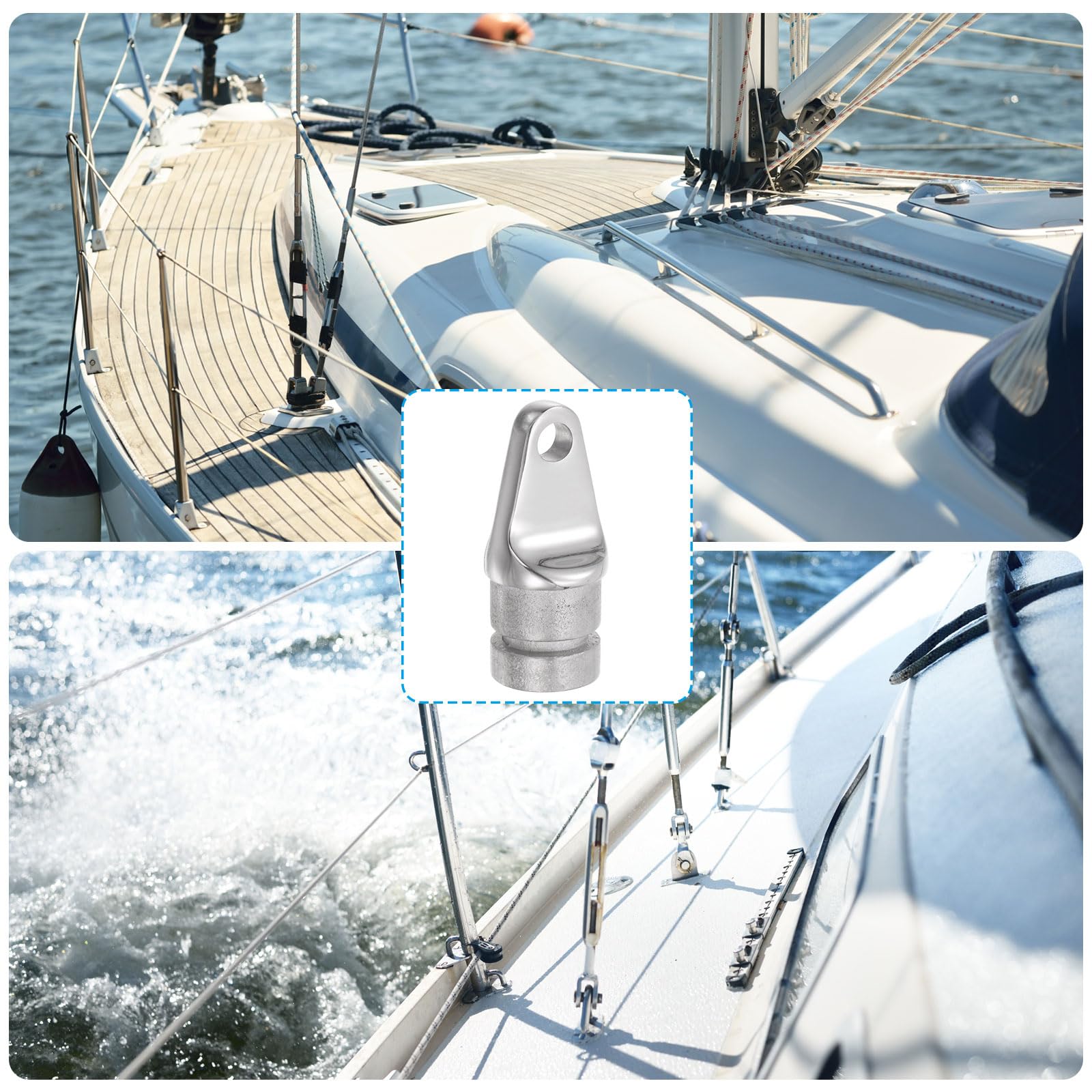 Sourcing Map Embouts Bimini Bateau Inox 22mm 2 Pcs