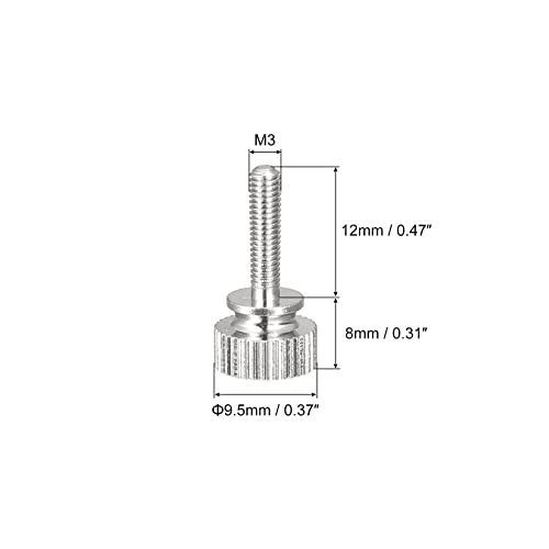 sourcingmap Vis moletée laiton M3x12 mm tête ronde lot de 4