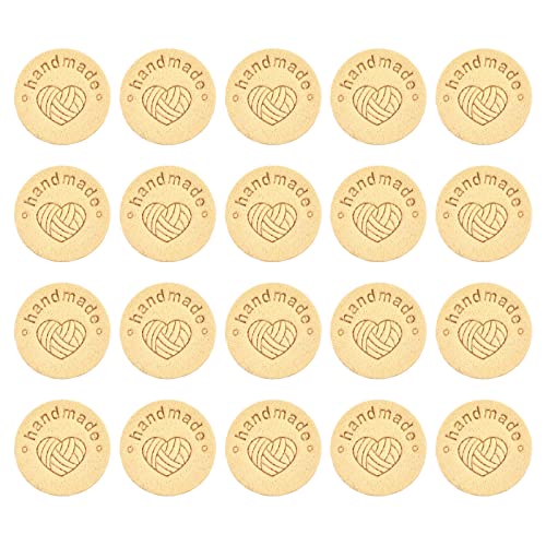 Sourcing Map étiquette cuir 25mm beige 30 pcs fait main à coudre