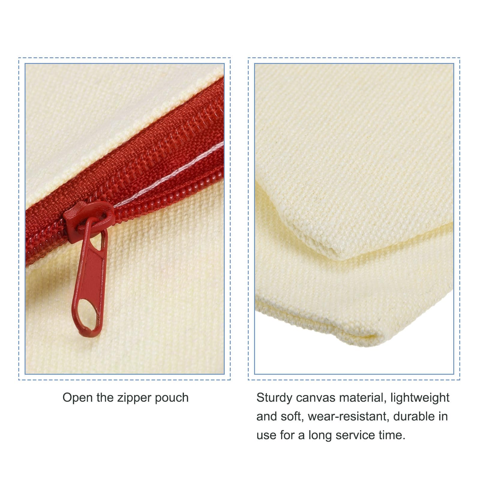 Sourcingmap Office pochette toile zip rouge 20x14 cm 4 pcs