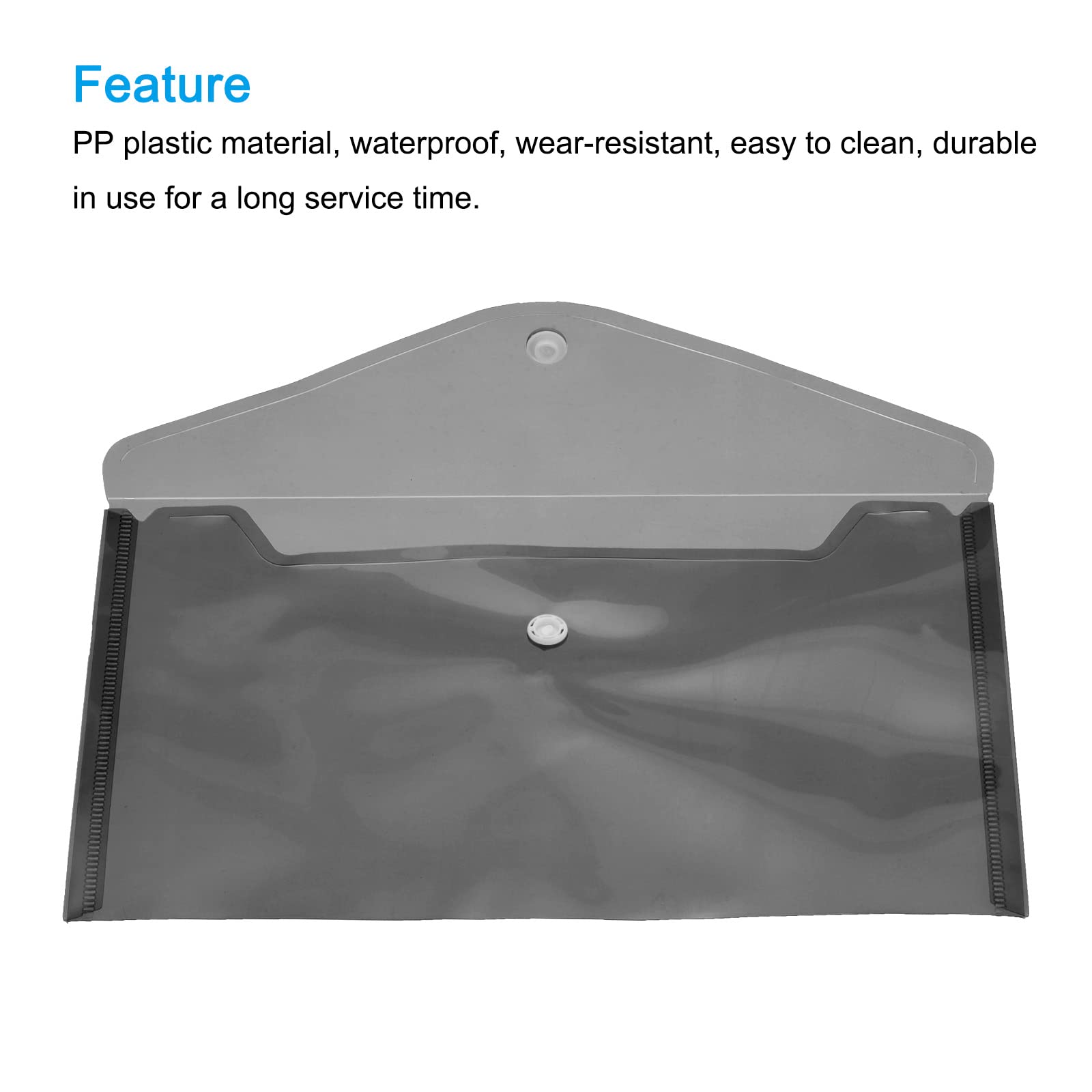 Sourcing Map Pochette A4 plastique gris lot 12 bouton pression