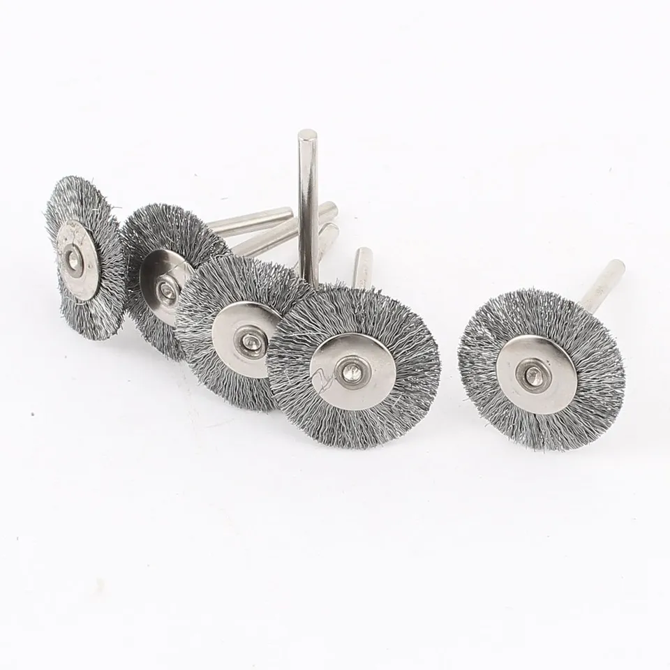 sourcingmap Industrial roue brosse polissage 25mm tige 3mm lot 6
