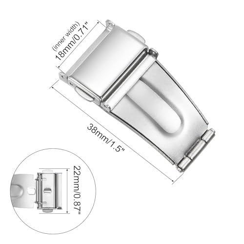 sourcing map fermoir montre déployante 18mm inox argenté