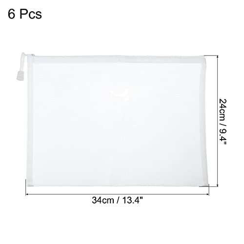 sourcing map A4 pochette zippée maille blanche lot 6 nylon