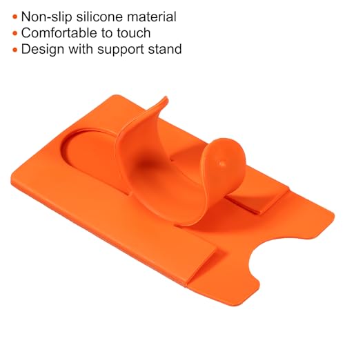 sourcing map Porte-carte téléphone silicone orange lot 3 adhésif