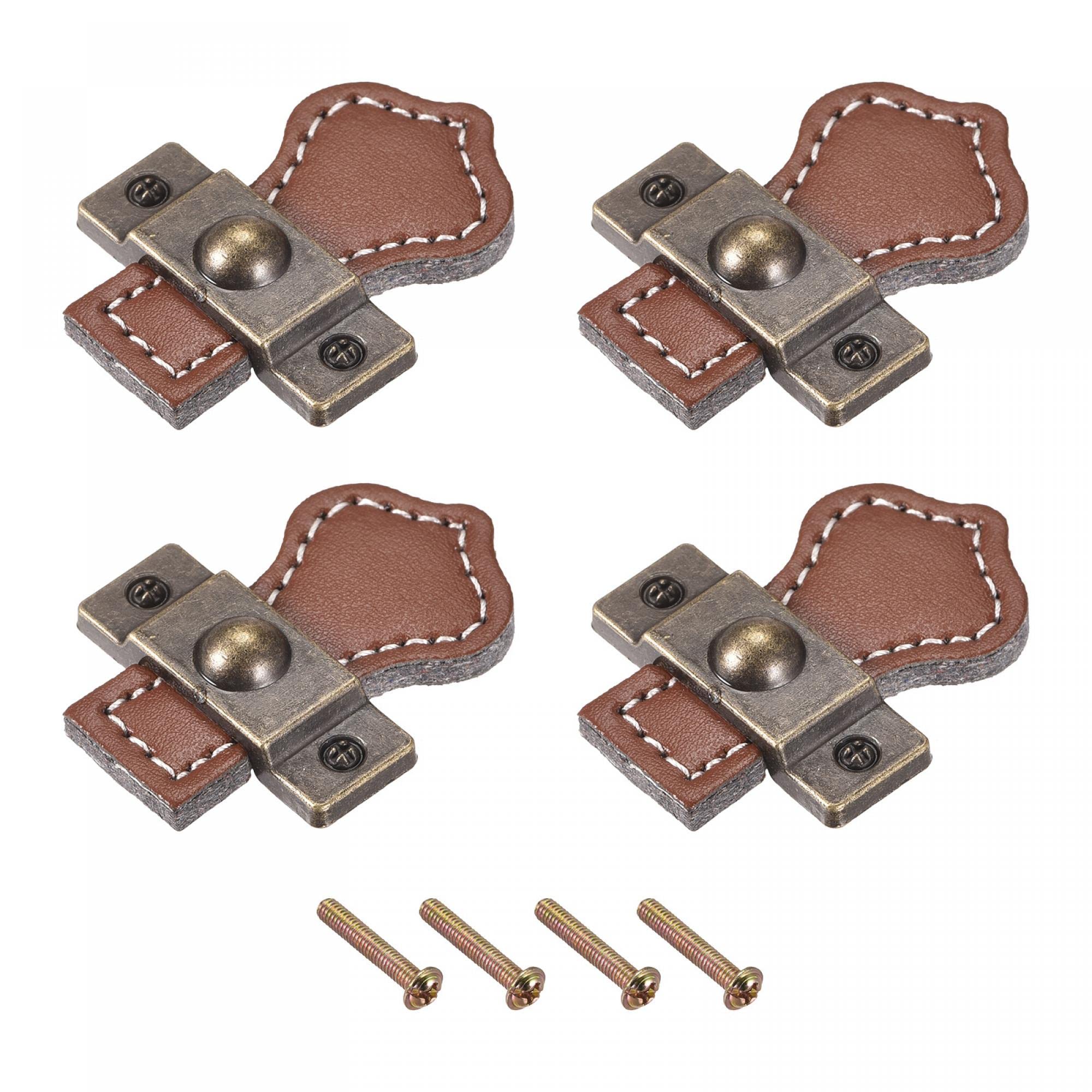 sourcing map boutons tiroir cuir marron 48mm lot 4