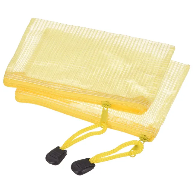 sourcing map Pochette A6 zippée jaune lot de 6 PVC