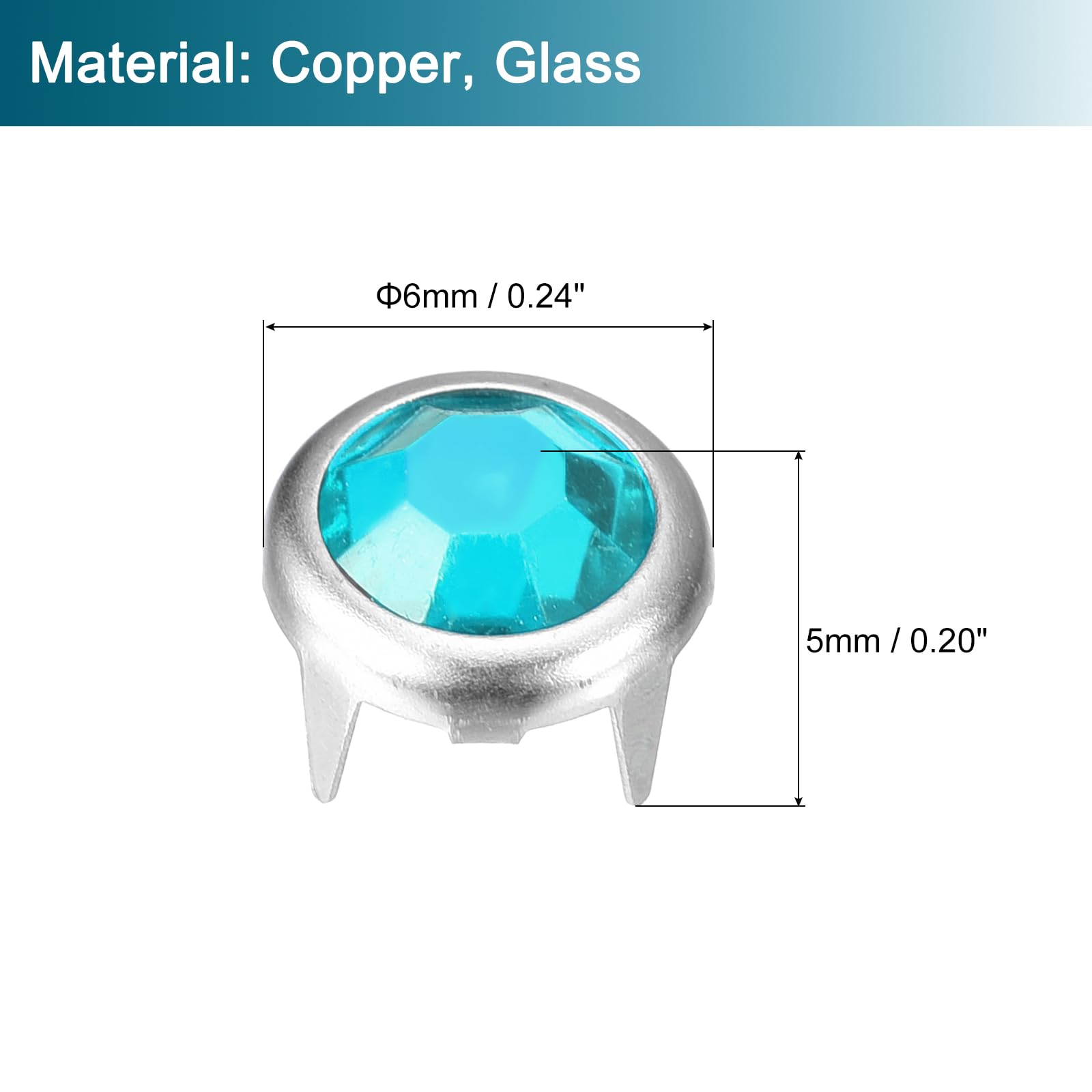 Sourcingmap 100pcs clous strass 6 mm bleu clair verre