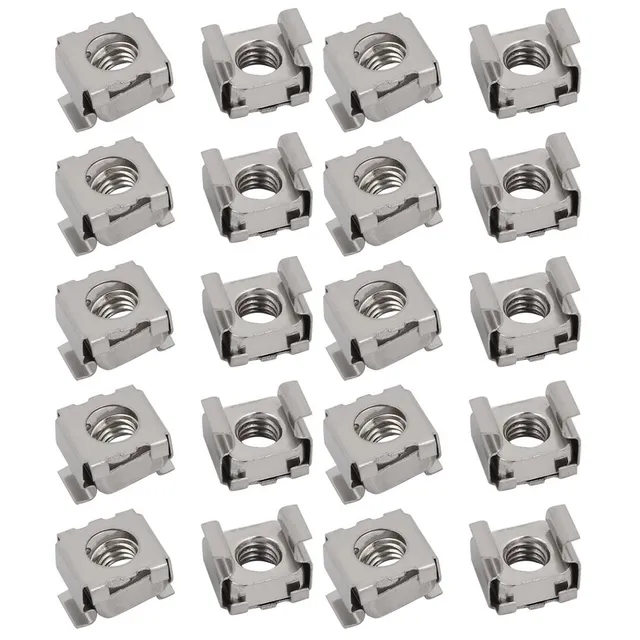 SOURCINGMAP Home écrou cage M6 inox argent rack 20pcs