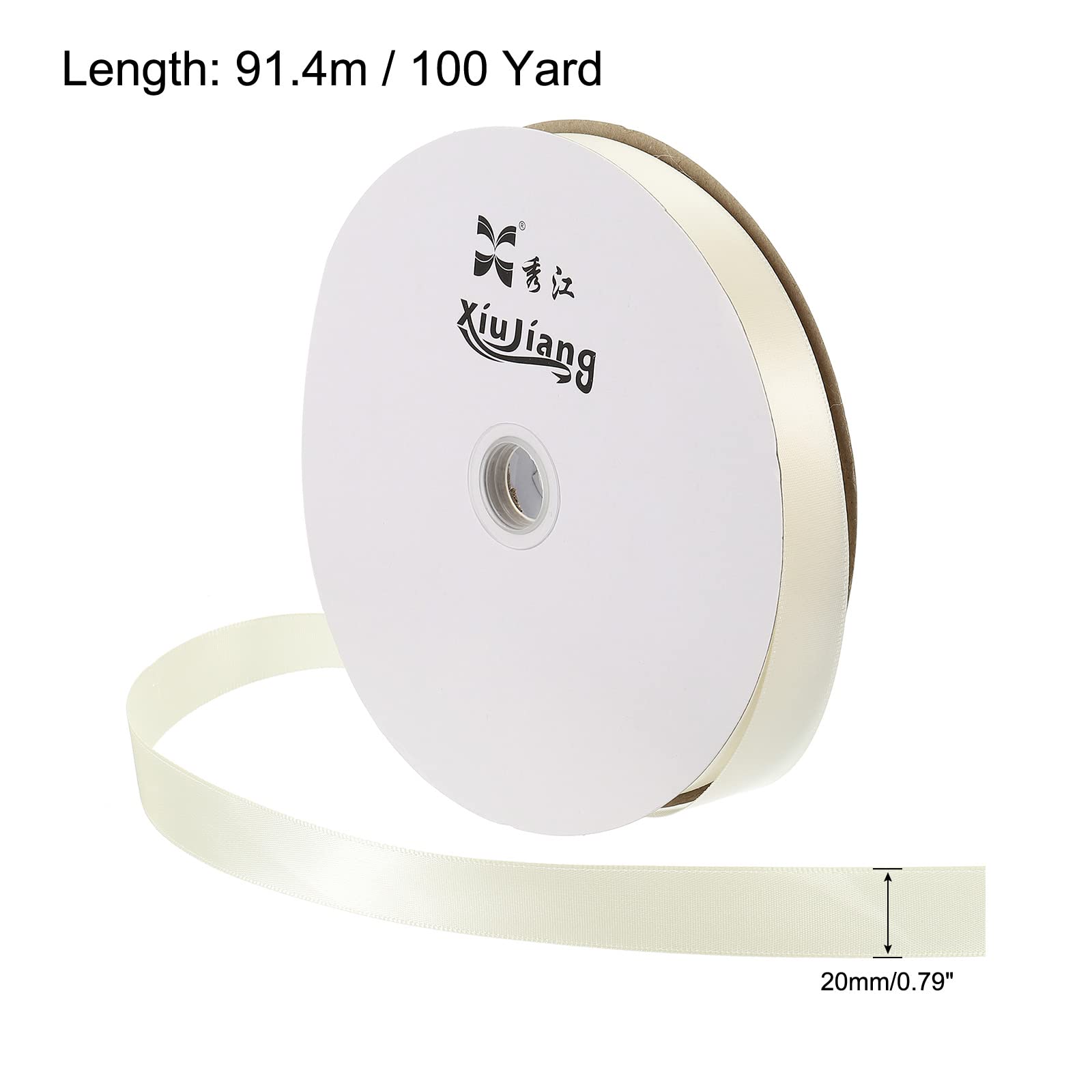 sourcing map ruban satin 20mmx91,4m blanc céramique