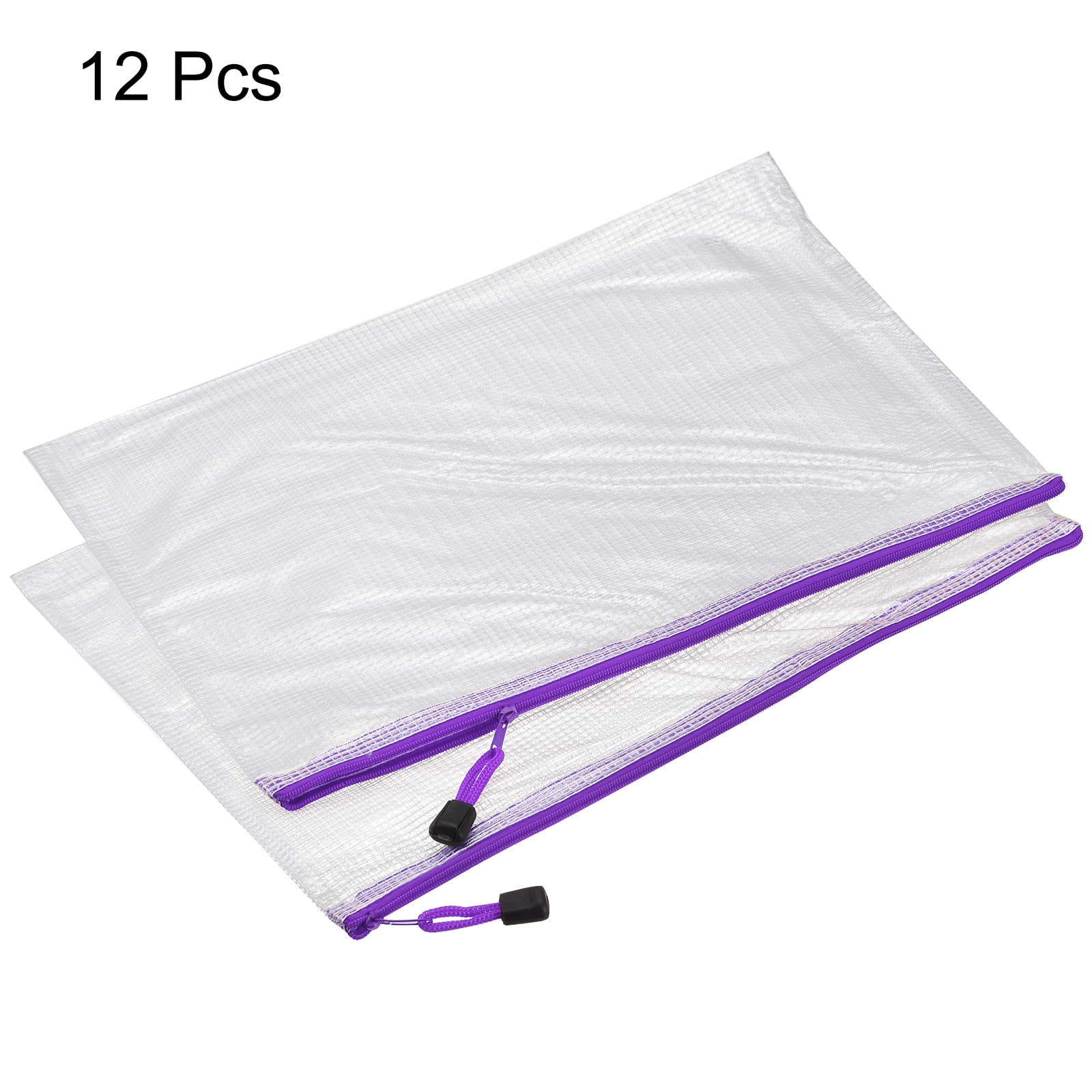 Sourcing Map pochette zip A3 violet mesh lot 12 PVC