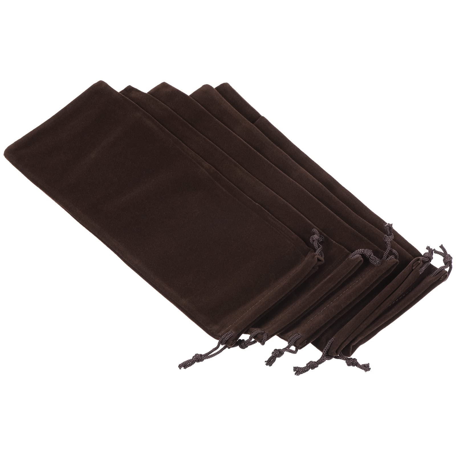Sourcing Map Pochette Microfibre Cordon 5 pcs Marron 25x10