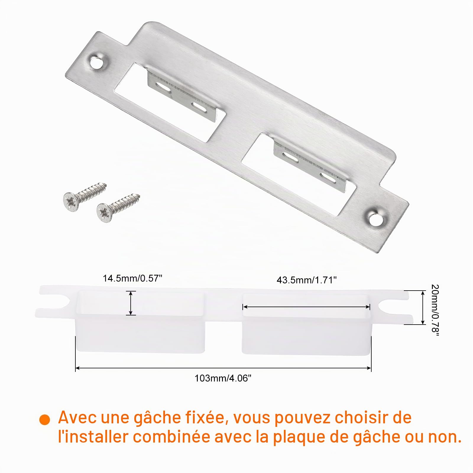 sourcing map Plaque de frappe 145x40mm inox argent