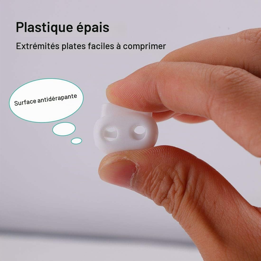 sourcing map Arrêts cordon double trou blancs lot 20 plastique