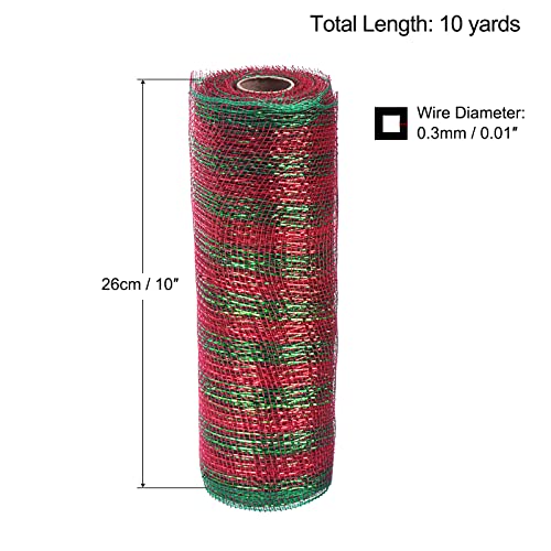sourcing map Home & Garden maille 10 pouces x 10 yards vert rouge 1 rouleau