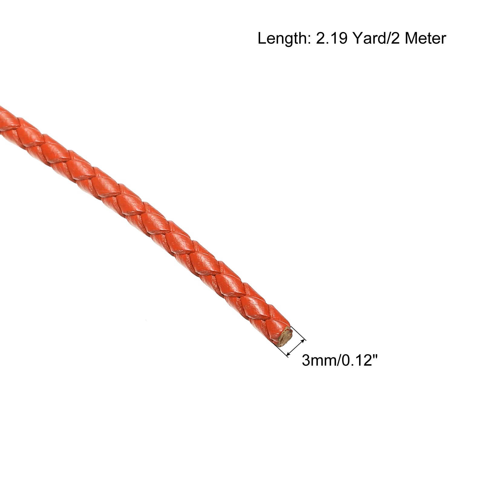 Sourcing Map Corde Cuir Tressé Orange 3mm 2m