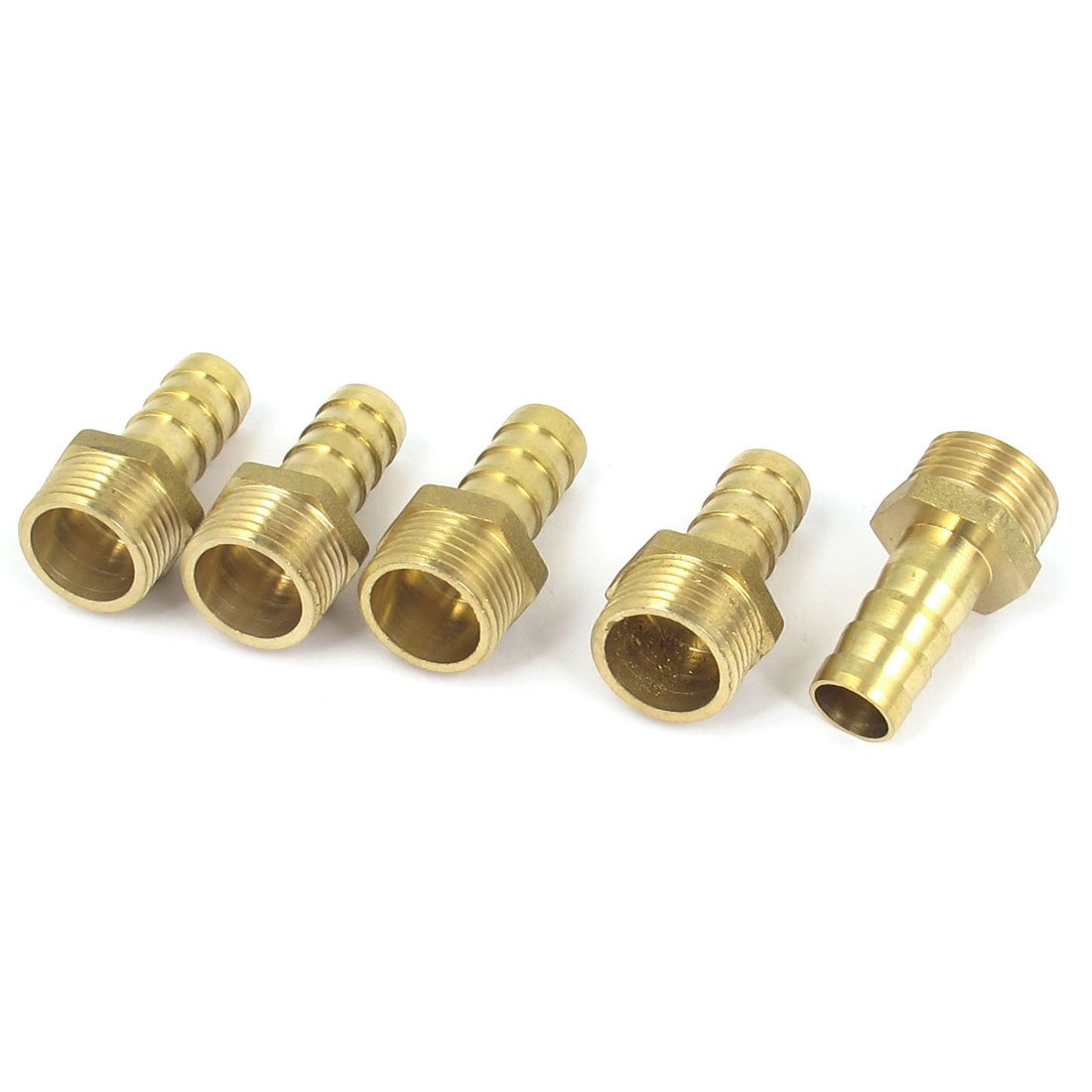 sourcing map Raccord Cannelé 3/8BSP Mâle 10mm Laiton x5