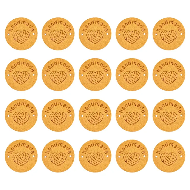 Sourcing Map étiquette cuir 25mm jaune 30 pcs fait main à coudre